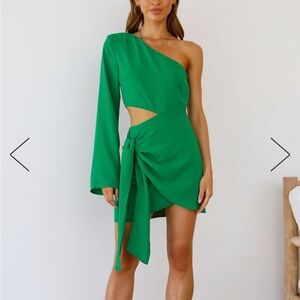 Runaway one shoulder mini dress Emerald